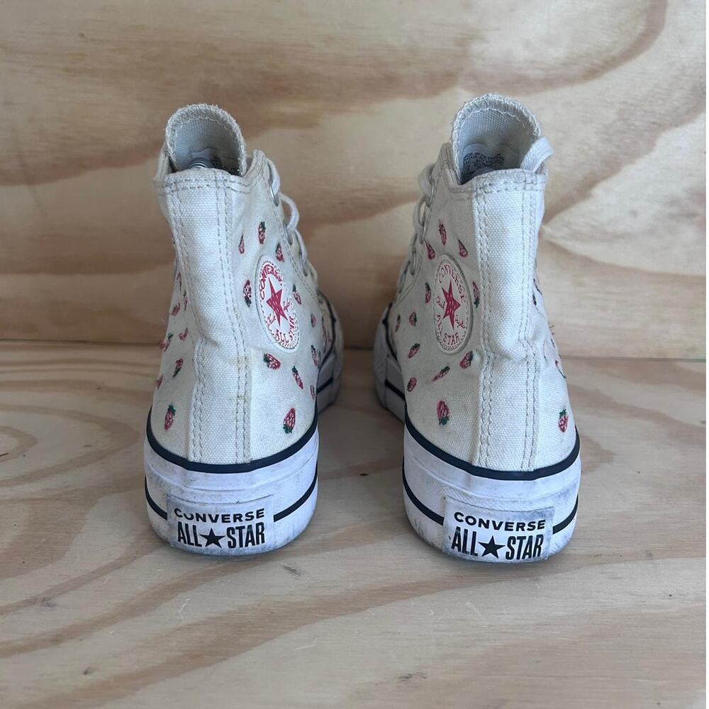 Converse AS CT Lift Platform Hi Strawberries Sneakers White/Red Womens 5 A14934C - Picture 7 of 10